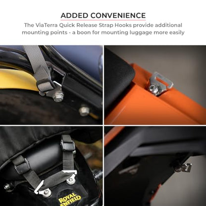 ViaTerra Quick Release Motorcycle Strap Hooks |Heavy Gauge Stainless Steel Mounting Brackets, Universal Fit, Set of 2 (M8) - size: M8