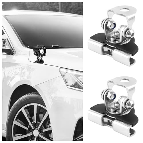 2PCS Car LED Light Bar Mounting Brackets with Hex Wrenches,Adjustable Car Accessories Hood Mount Light Brackets,Universal Car LED Grill Lights Bar Brackets for Car Truck SUV (Silver) - color: Silver