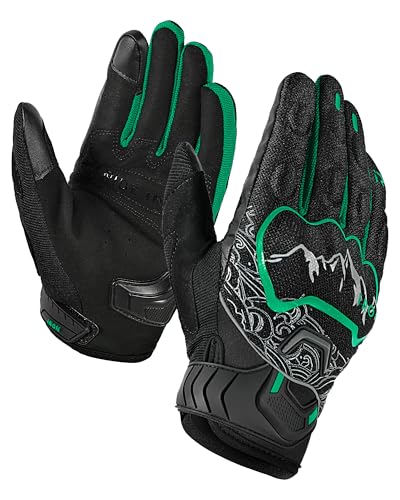 BORLENI Motorcycle Gloves Motorbike Glove for Men Women Full Finger Knuckle Protection Touch Screen Cycling ATV Hiking Riding - color: mountain-Green, size: Medium