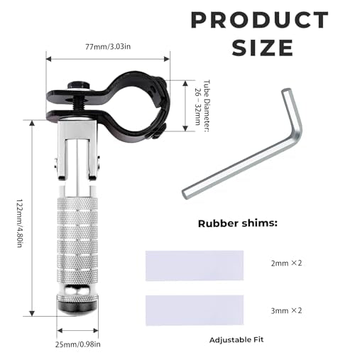 2-in-1 Clamp-On & Bolt-On Foldable Foot Pegs, Motorcycle Foot Pegs with Removable Pipe Clamps, M8 Mount or 26–32mm Tube Fit, for E-Bike, Mini Bike & Custom Builds （1 Pair, Raw Silver) - color: Raw Silver