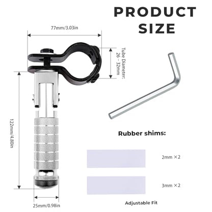 2-in-1 Clamp-On & Bolt-On Foldable Foot Pegs, Motorcycle Foot Pegs with Removable Pipe Clamps, M8 Mount or 26–32mm Tube Fit, for E-Bike, Mini Bike & Custom Builds （1 Pair, Raw Silver) - color: Raw Silver