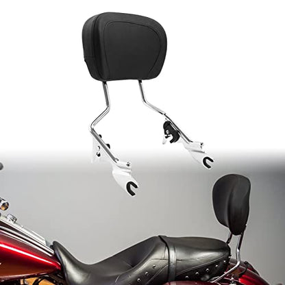 XMT-MOTO Detachables Sissy Bar Upright w/Backrest pad Fit for Harley Davidson Touring Road Glide FLTRX Electra Glide FLHT Road King FLHR Street Glide FLHX 2009-later Chrome