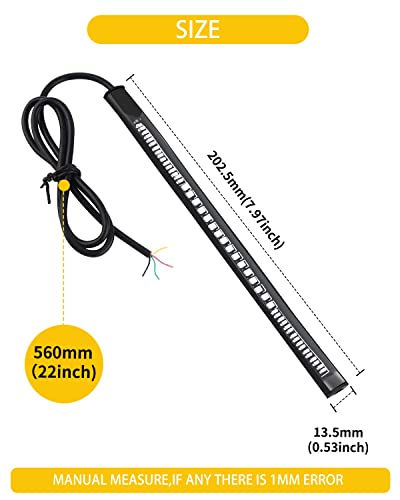 YONGMING Led Brake Light Strip Tail Stop Turn Signal Flexible Led Light for Motorcycle Bike Red and Yellow Pack of 2