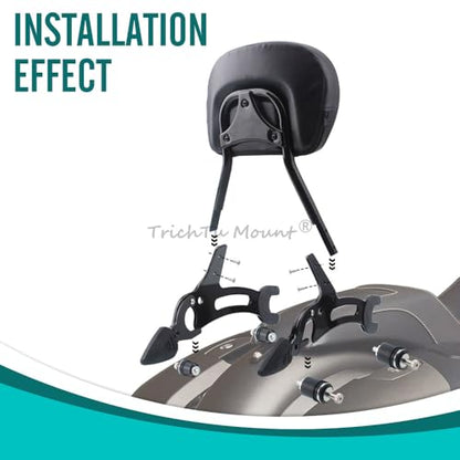 Rear Sissy Bar Detachable Passenger Backrest Pad w/Quick Release Spool Mounting Kit Fits for Indian Roadmaster Challenger Pursuit Chieftain Springfield Vintage 2014-2026,Black