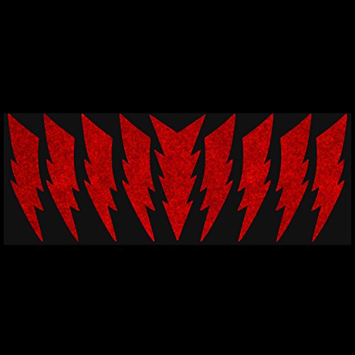 LiteMark Reflective Lightning Bolt Sticker, Bike, Helmet, Red, 4 Inch - Pack of 9 Pcs - color: Red