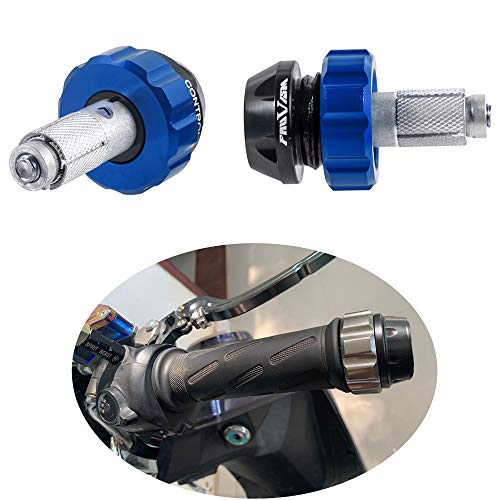 Motorcycle Throttle Lock Cruise Control Handlebar Plugs Grip Bar End Caps Slider Set for Street/Sport/Tour Bike Cruiser Scooter (Blue) - color: Blue