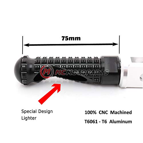 MC MOTOPARTS MPRO Black CNC Rider Foot Pegs Compatible with YZF R1 00-21 YZF R6 03-19 05 06 07 08 09 10 11 12 13 14 15 16 17 YZF R1M 15-21 R1S 16-19 20 21 22 - color: Black, size: No Extension