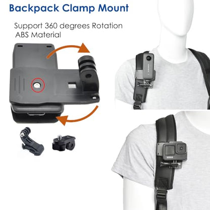 Action Camera Chest/Backpack/Head Strap Mount Bundle for Insta360 X5/X4/X3/Ace Pro/Go3S, Compatible with GoPro Hero 13-10, DJI Osmo 360, DJI Action 5