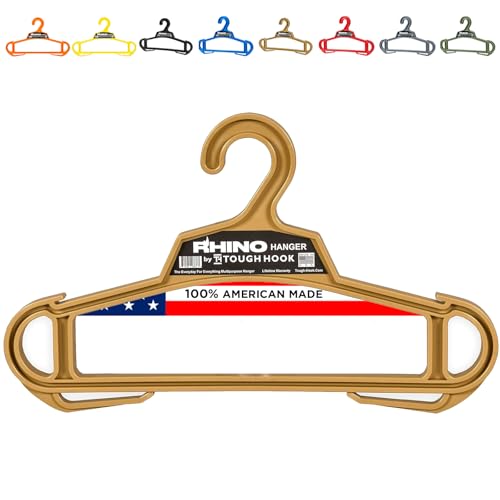 Rhino Tough Hook Heavy Duty Clothes Hangers – USA-Made Military Grade Coat Hanger for Body Armor – 200-lb Capacity Suit Hangers – The Everyday for Everything, The Indestructible Hanger, 1 Tan - color: Tan, size: Pack of 1 (Original)