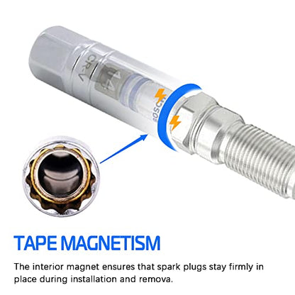 14mm Thin Wall Magnetic Spark Plug Socket 3/8 Inch Drive 12-Point Spark Plug Socket Compatible with Motorcycle, Car, SUV, BMW, Nissan, Mini, Mercedes - size: 14mm