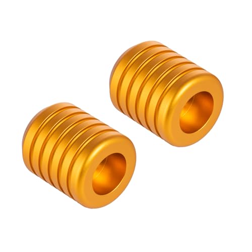 Advanblack CNC Aluminum Motorcycle Frame Sliders – Crash Bar Slider for Harley 1-1/4” Flat Out & Highway Crash Bars/Saddlebag Guards – Red, Gold, Black, Silver – Bolt-On Pair with Screws (Gold CNC) - color: Gold CNC