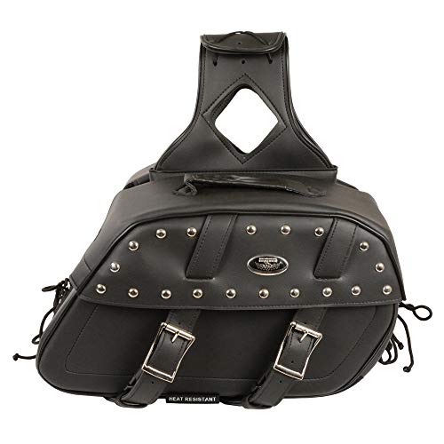 Milwaukee Leather Studded Throw-Over Motorcycle Saddlebags – Synthetic Leather – Universal Fit – Zip-Off - Large - color: SH61101ZB-BLACK, size: Large