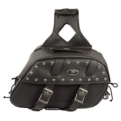 Milwaukee Leather Studded Throw-Over Motorcycle Saddlebags – Synthetic Leather – Universal Fit – Zip-Off - Large - color: SH61101ZB-BLACK, size: Large