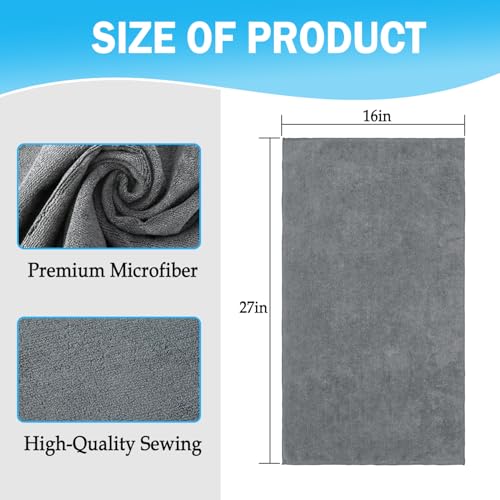 Puomue Grey Salon Towels, Super Soft and Absorbent Microfiber Hair Towel for Salon, Bath, Spa, Pool and Home, 27 inch X 16 inch (Grey - 6 Pack) - color: Grey - 6 Pack