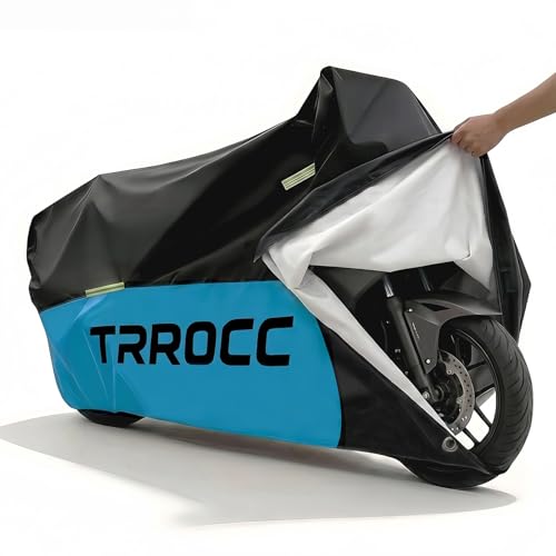 300D Heavy Duty Motorcycle Cover Waterproof Outdoor, Quad Cover for BMW, Harley, Yamaha, Lined with Cotton, Touring, Sportbike, Scooter, Powersports Vehicle Covers, 4XL Black & Blue - color: black blue, size: 90.55''-98.42''--4XL