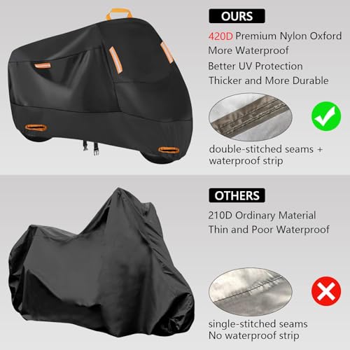 Motorcycle Cover for Husqvarna Svartpilen 401 Vitpilen 401, 420D Heavy Duty Watertight Motorcycle Cover All Weather Outdoor Protection with Lock Holes Night Reflective