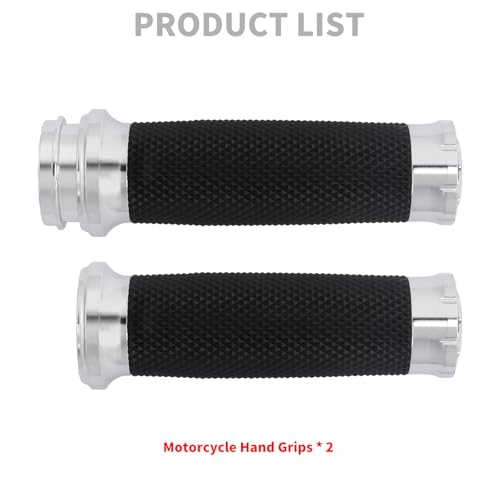 1" Electronic Throttle Defiance Handlebar Grips 25mm Hand Grips Fit for Harley Touring Street Glide Road King Road Glide Electra Glide - color: #3 Chrome