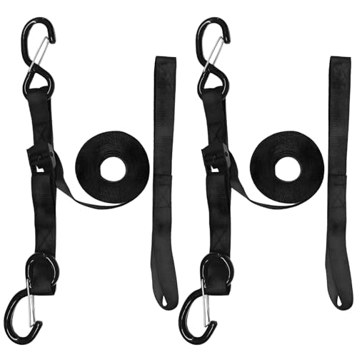 2PCS Tie Down Straps with Hooks, 1"×12' Safety Hook Cam Buckle Securing Straps with Integrated Soft Loops, Heavy Duty Lashing Tie-Down Strap for Motorcycle Dirt Bike Truck - color: 12FT, 2pcs