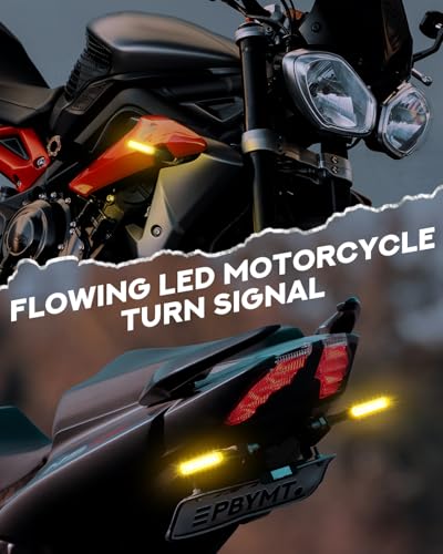 PBYMT Flowing LED Motorcycle Turn Signals 12V Super Bright Universal Sequential Front Rear Turn Signal Lights Waterproof IP67 fit for Harley Honda Yamaha Triumph (2 PCS)