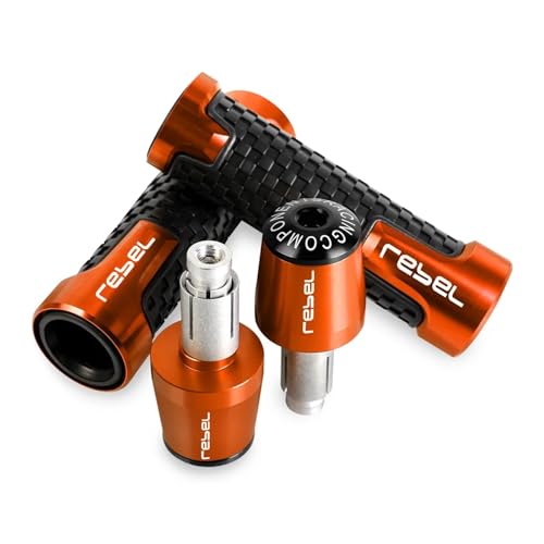 7/8'' Anti-Slip Grip Hand Motorcycle Handlebar Handle Bar Grips End Plugs For HONDA Rebel300 CMX500 CMX300 Rebel CMX 500 300(B-ORANGE) - color: B-ORANGE