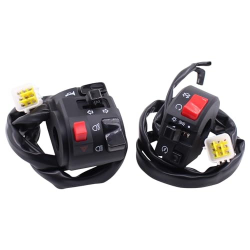 MOTOKU Pair 7/8" 22mm Motorcycle Handlebar Horn Button Turn Signal Controller Switches Motorbike Left and Right Electric Fog Light Start Switch