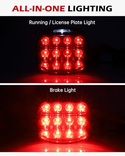 Smoked LED Tail Light 3 Wire Motorcycle Rear Brake Running License Plate Light Compatible with Harley Dyna Street Bob Fat Bob Softail Electra Glide Road King Touring (Grid Smoke) - color: Grid Smoke