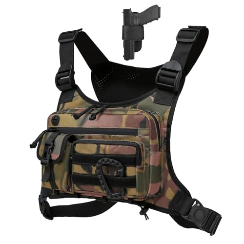 Muserise Outdoor Chest Bag For Men and Women, Tactical Vest For Running, Cycling, EDC Chest Pack Rig For Sports and Workouts - color: Camo