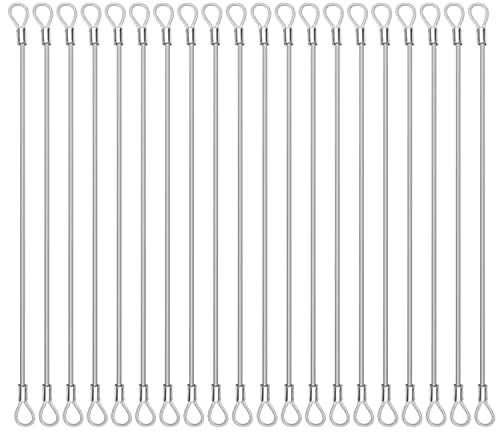 20 Pack Safety Stainless Steel Tethers,Coated Security Tether Lanyard Kit Cable Wire Compatible with Sporting Camera All Editions,Action Camera Series Devices and Other Applicable Equipment, Silver - color: Silver