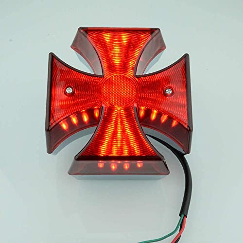 Motorcycle Custom Tail light Rear Light 4.75inch Cross Red Lens LED Tail Brake License Plate Light Lamp