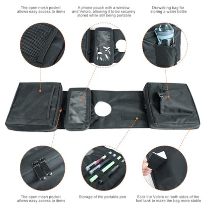 Universal ATV Tank Saddle Bag, Waterproof Motorcycle Fuel Tank Bag with Phone Pocket, Durable Synthetic Storage Bag Compatible with UTV Quad Bike Snowmobile, Black atv Saddle Bag