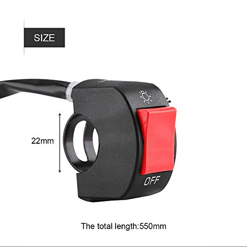 7/8inch Motorcycle Handlebar Switch Control,Universal Mount LED Headlight On/Off Switch with Button for Motorcycle Dirt Bike ATV LED Headlight Light (Red) - color: Red