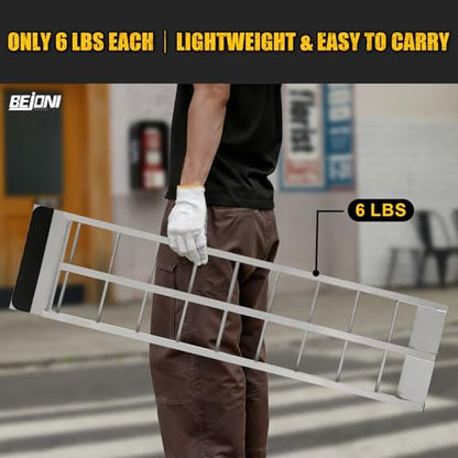 BEJONI 43'' Aluminum Loading Ramp, 1500 Lbs Capacity Loading Ramps for Riding Mower, Portable Anti-Slip Shed Ramps for Lawn Mower, Dirt Bike, ATV, Motorcycle, Trailer, Lightweight, 2PCS - size: 43'' L - 1500lbs Load Capacity