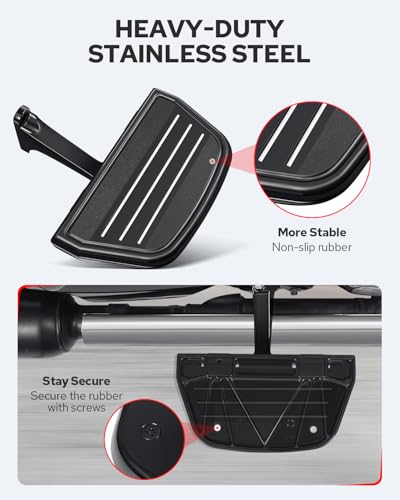 Benlari Passenger Floorboards Motorcycle Footboards Stainless Steel with Mount Kits Compatible with Harley Davidson Touring Road King Street Glide Road Glide Electra Glide 1993-2024 Streamline (Black) - color: BLACK