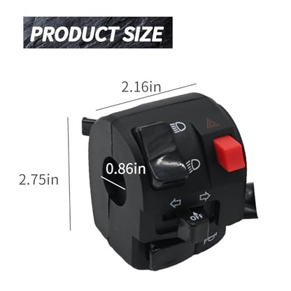 Anxingo 7/8" 22mm Left Handlebar Switch, Horn Turn Signal Warning Light Switches, for ATV Motorbike