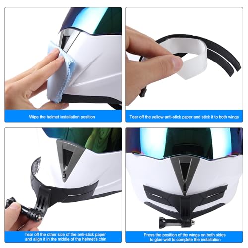 aqxreight Motorcycle Helmet Chin Mount for Action Camera Secure Motorcycle Helmet Chin Holder for Mobile Phone Helmet Adhesive Mount Wide Compatibility Motorcycle Helmet Chin