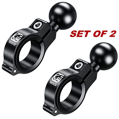 BRCOVAN 2 Pack, Aluminum Alloy Handlebar Mount Base with 1'' TPU Ball | Compatible with RAM Mounts B Size 1 Inch Ball Double Socket Arm, for Round Rail Diameter 0.5'' 0.87'' 1'' 1.125'' 1.26'' - style: R3-Set of 2