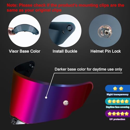 PSLER TT-Revo Visor - TT Revo Helmet Tinted Visor Face Shield Replacement for TT-Revo,Blue Purplish Red - color: Blue Purplish Red