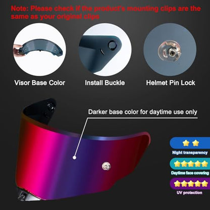PSLER TT-Revo Visor - TT Revo Helmet Tinted Visor Face Shield Replacement for TT-Revo,Blue Purplish Red - color: Blue Purplish Red