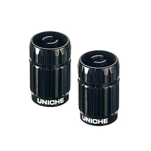 2-in-1 Valve Stem Caps with Core Remover Function - 2 Pack [Black] | Schrader Valve Core Removal Tools, Universal Tire Valve Caps for Cars, Trucks, SUVs, Motorbikes, and Bikes - color: Black