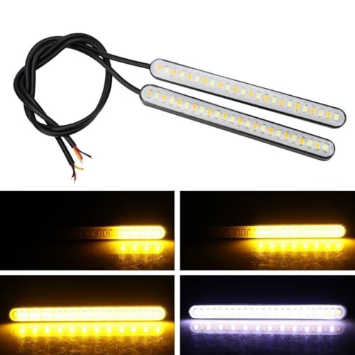 4 Inch Motorcycle LED Tail Light - Bright two-color sequential turn signal light, brake light, license plate light with adhesive bracket, for motorcycle, scooter, e-bike 2 pack (White and yellow) - color: White and yellow