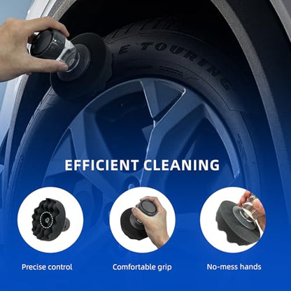 Tire Shine Applicator with 2 Detachable Foam Applicator Pads for Car Cleaning and Fine Polishing Reusable Tire Dressing Applicator for Car Truck SUV Motorcycle - style: Thin sponge