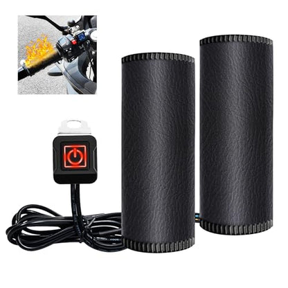 Motorcycle Heated Grips Cover, Universal 12V Handlebar Heater Heated Handlebar Grips Compatible with Harley Davidson, 5 Gear Adjustable Temperature, IP67 Waterproof, ATV Hand Heater Warmer - color: 12v