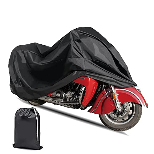 Motorcycle Cover - Universal Motorcycle Protector with Lock-Holes and Storage Bag Season - Waterproof Sun Rain Dust Outdoor Protection - Compatible with Different Motorcycle Modles - color: Black, size: XXL(104"*41*49inch)