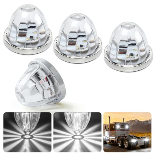 4PCS Watermelon Lights White Strobe & Constant Multi-Function LED Side Marker Turn Signal Tail Roof Lights with Stainless Steel Bezel for Trailer Semi-trailer Heavy-duty Truck - color: White, size: 4 Pack