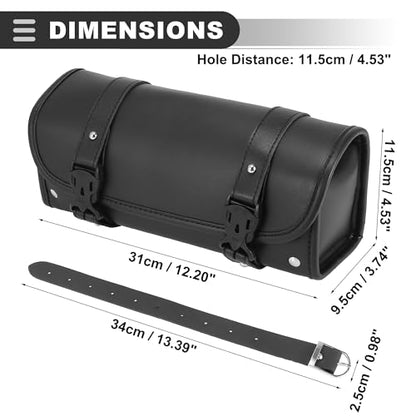 Motoforti Universal Motorcycle Fork Handlebar Tool Bag, Waterproof Cycling Bag, Faux Leather, Black, 1 Pcs