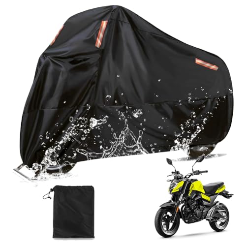 Motorcycle Cover Waterproof Motorbike Cover All Season 190T Durable Night Reflective Snow Cover with Lock-Holes & Storage Bag Vehicle Cover for Outdoor 116 x 41 x 49 inches - size: 116 x 41 x 49 inches