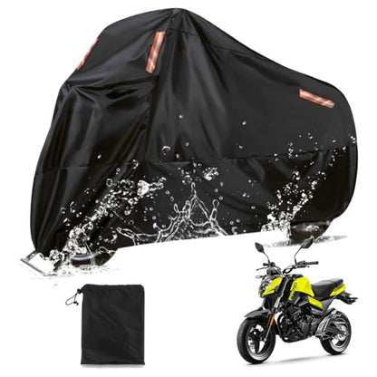 Motorcycle Cover Waterproof Motorbike Cover All Season 190T Durable Night Reflective Snow Cover with Lock-Holes & Storage Bag Vehicle Cover for Outdoor 116 x 41 x 49 inches - size: 116 x 41 x 49 inches