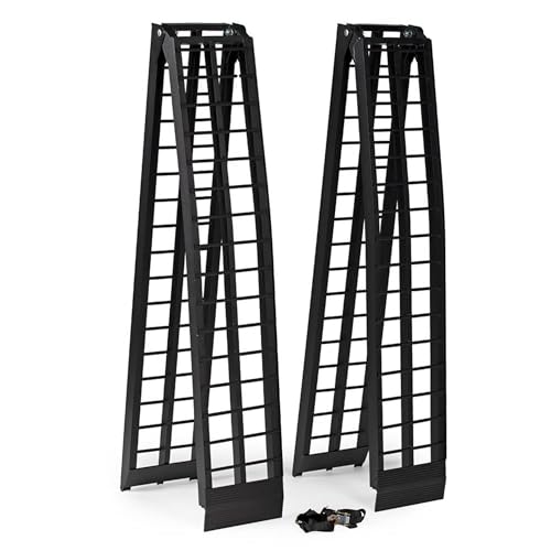Titan Ramps 2-Pack 10-Feet Folding Aluminum ATV Arched Loading Ramp, Black – Portable and Compact with 1,200-Pound Capacity and Serrated Traction for Truck Bed or Trailer - size: 10 ft, 2 packs