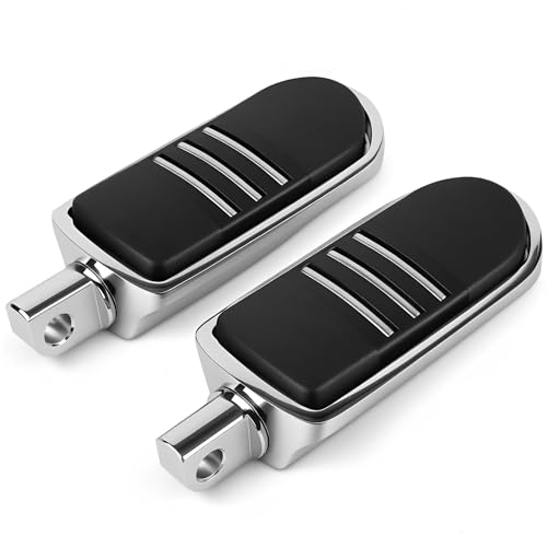 Streamliner Motorcycle Highway Foot Pegs - Vibration-Dampening Rubber Footpegs Compatible with Harley Touring Softail Road King Dyna Sportster Male Mount Style - Chrome & Black - color: Chrome#1