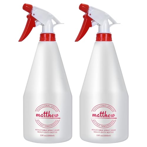 Matthew Cleaning 32 oz Plastic Spray Bottles, Professional Chemical Resistant Heavy Duty Spray Bottles for Chemicals, Cleaner, Bleach, Solvent Safe, Adjustable Nozzle and Measurement, 2 Pack - size: 2 Pack